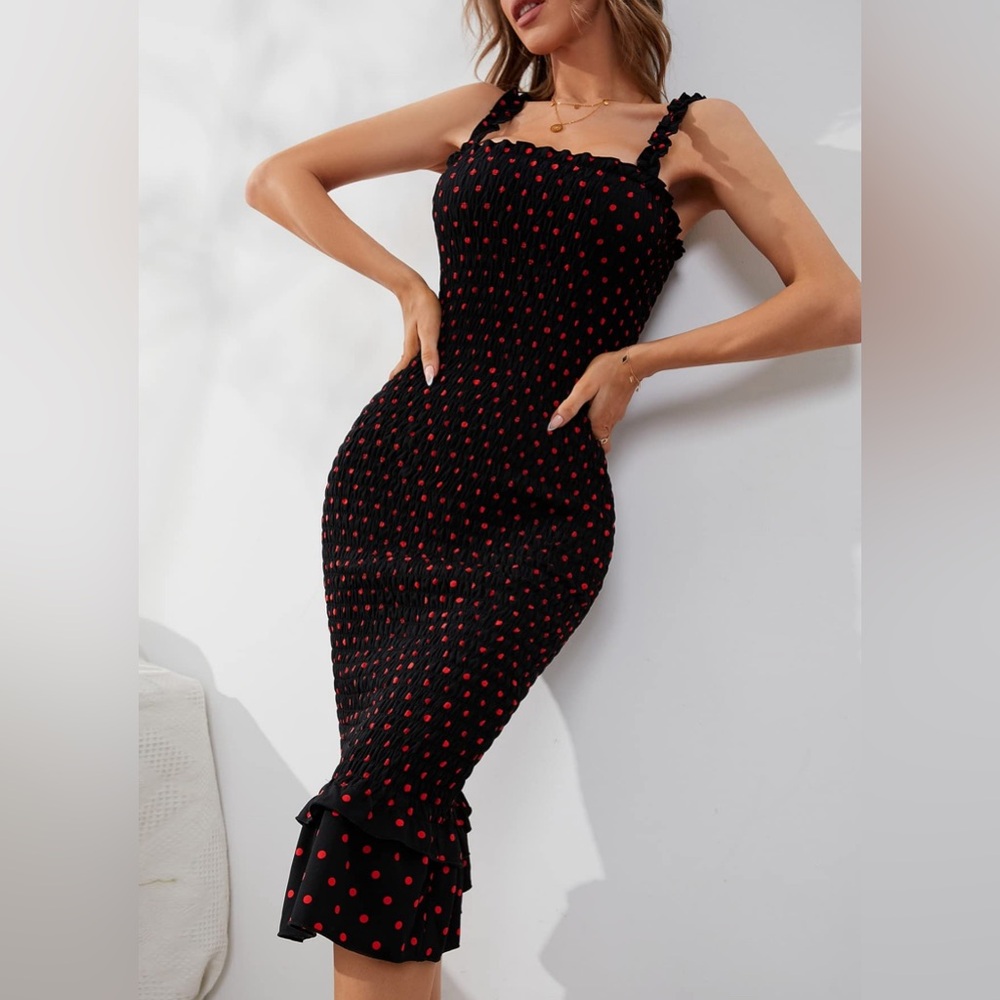 Stretchy Mermaid Polkadot Dress